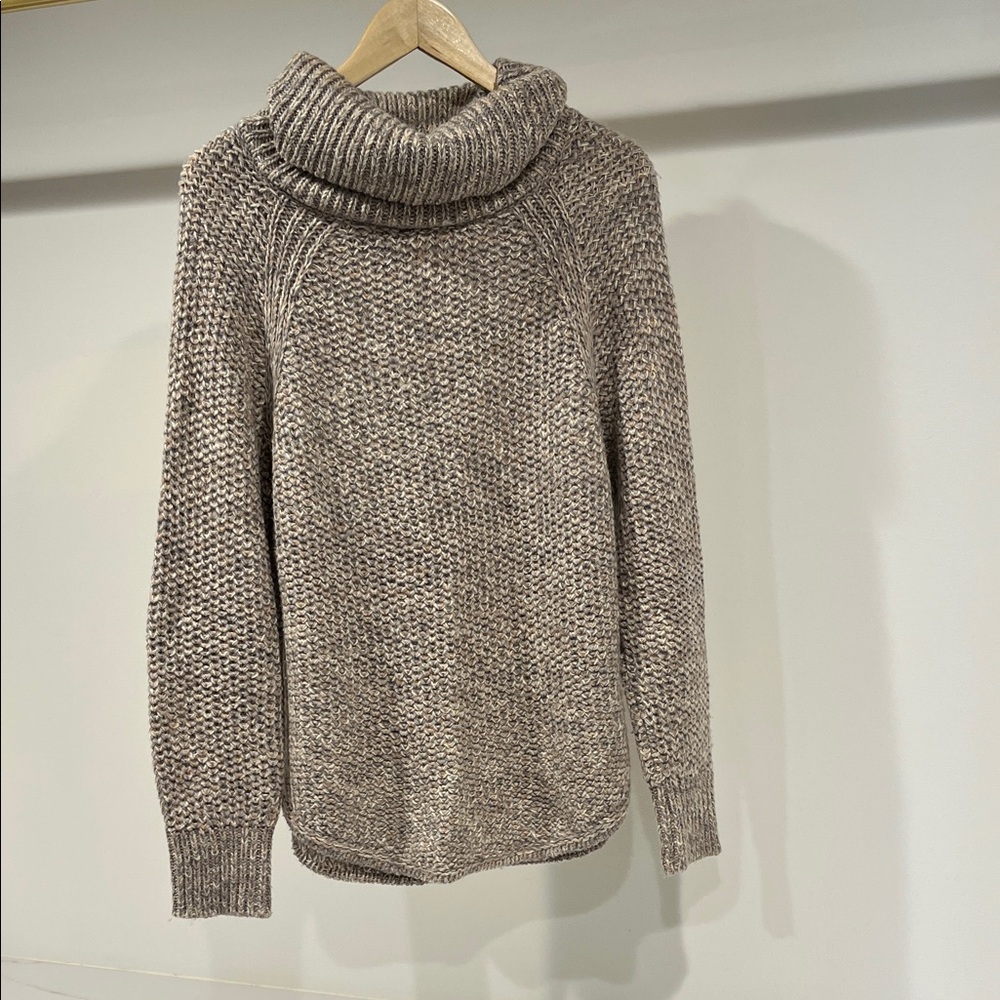 Prana Heathered Cowl Neck Sweater - Tans and Gray